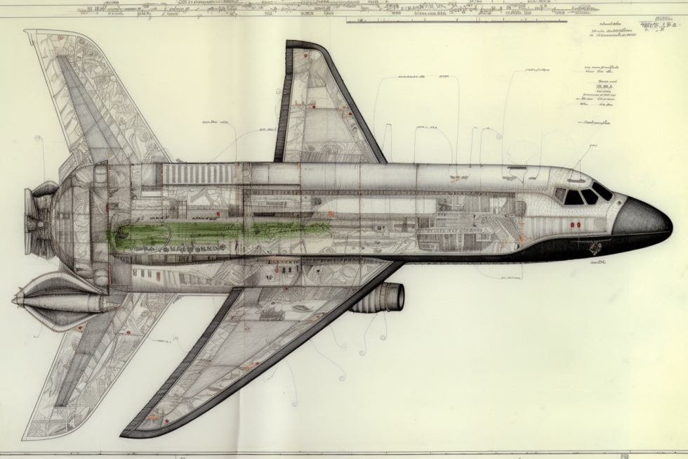 Eindrückliche Bleistift Zeichnung österreichischen Outsiderkünstlers Peter Mustermann. Bekannt für seine detailierten, feinen, oftmals sehr grossen Bleistiftzeichnungen von diversen Transportmitteln. Dieses Werk hier könnte in der Collection d'Art Brut gezeigt werden und bildet eine Art Space Shuttel ab. Entstehungszeittraum 1983 bis 1990.