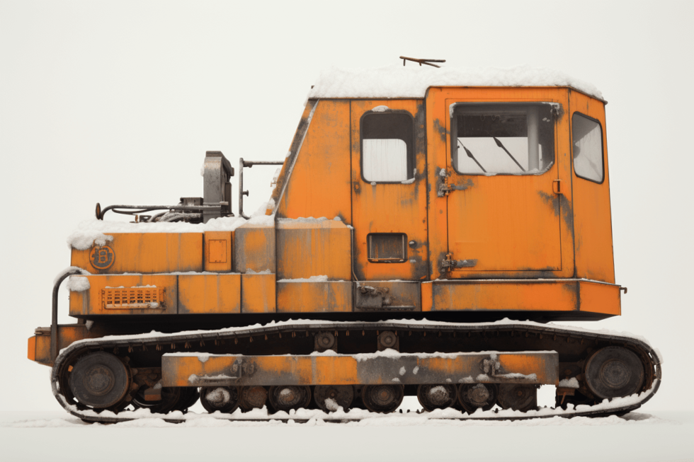 rostiges Pistenfahrzeug aus den 1970er Jahren