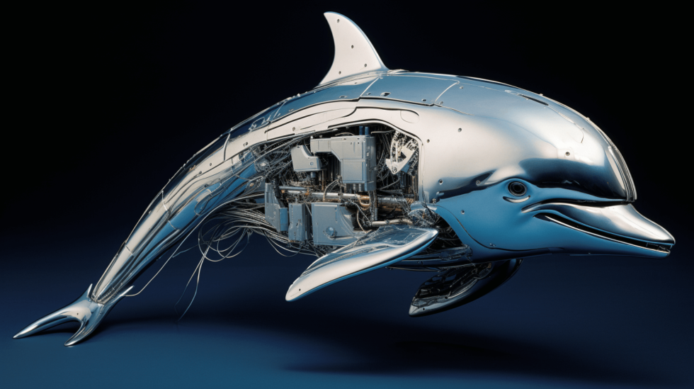 professionelle Katalogaufnahme eines künstlichen Delfins, 1995